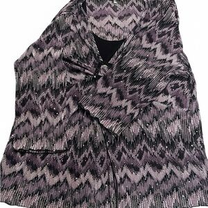 Essentials Black and Gray Patterned Blouse